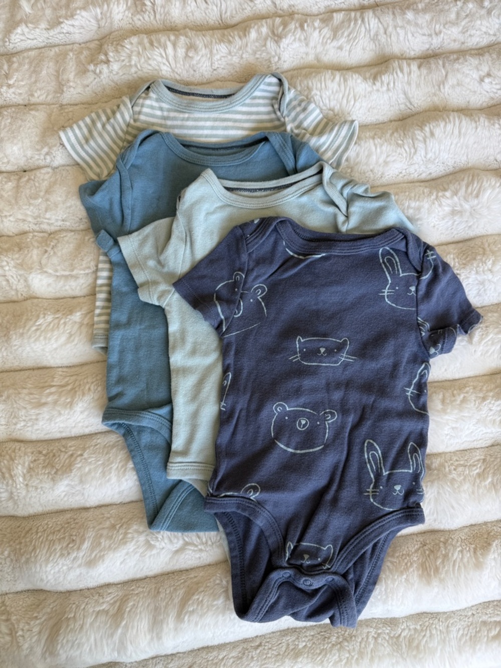 Soft Cotton Blue Mix Baby One-Piece Bodysuit Set